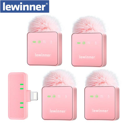 Lewinner Wireless Lavalier Mic with Noise Canceling, 4-Person, iOS/Type-C