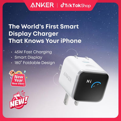 Anker Nano 45W Smart Display USB-C Charger with Foldable Plug