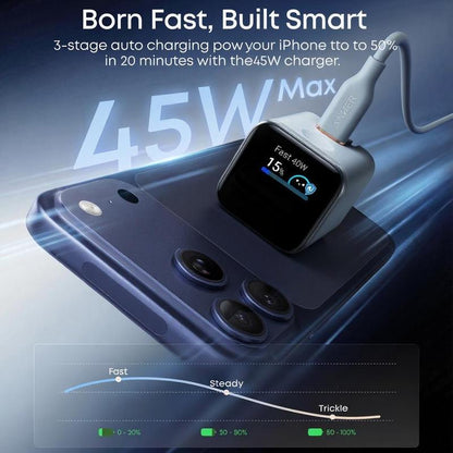 Anker Nano 45W Smart Display USB-C Charger with Foldable Plug